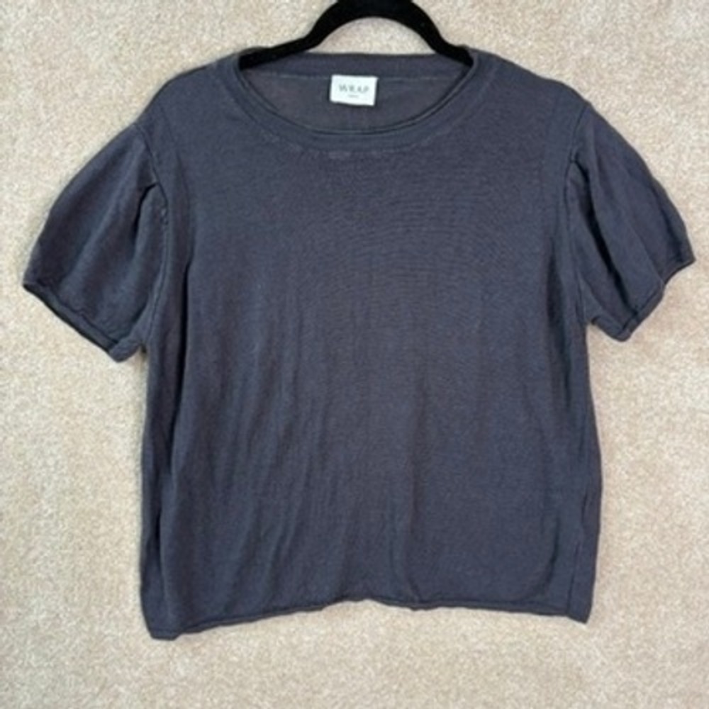 WRAP LONDON Linen Knit Top Womens 14 Casual Minimalist Natural Fiber